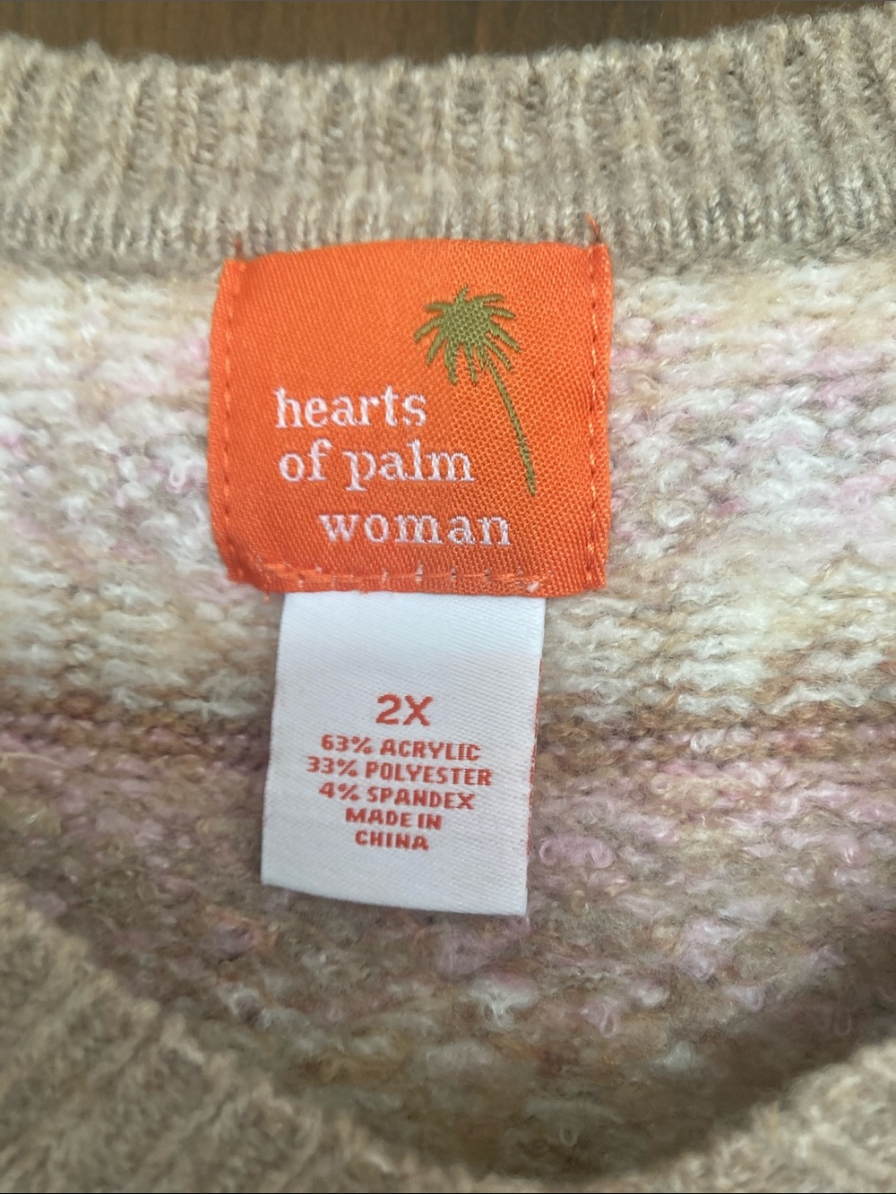 Hearts of Palm sweater long sleeve abstract print pattern with stretch size 2X - Picture 11 of 16